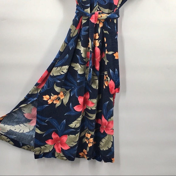 Caribbean Joe Floral Rayon 2 slit Dress - Picture 2 of 6